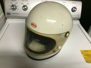 Vintage 1970 Bell Star Toptex Full Face Helmet With Flip Up Visor