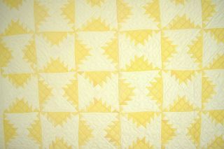 Vintage 20 ' s Yellow & White Delectable Mountain Pinwheels Antique Quilt 2