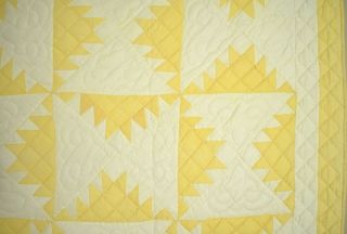 Vintage 20 ' s Yellow & White Delectable Mountain Pinwheels Antique Quilt 3