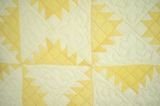 Vintage 20 ' s Yellow & White Delectable Mountain Pinwheels Antique Quilt 4