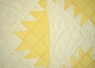 Vintage 20 ' s Yellow & White Delectable Mountain Pinwheels Antique Quilt 5