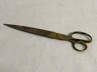Vintage No.  000 13 " Ridgely Right Hand Scissors Brass Handles 8 " Blades
