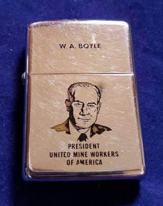Zippo Lighter 1968 United Mine Workers Union W A Boyle & No Box
