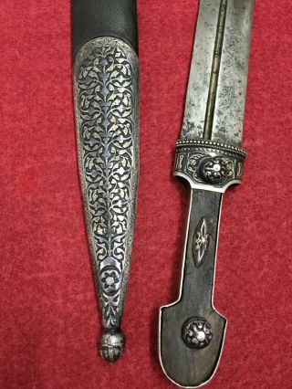 Antique Russian Caucasian Silver 84 Dagger Kinjal Kindjal Sword Shamshir Sword