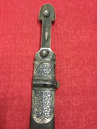 antique russian caucasian silver 84 dagger kinjal kindjal sword shamshir sword 3