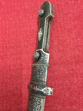 antique russian caucasian silver 84 dagger kinjal kindjal sword shamshir sword 4