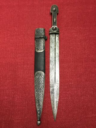 antique russian caucasian silver 84 dagger kinjal kindjal sword shamshir sword 5