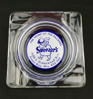 Vintage Sneezers Green Bay Packers Souvenir Glass Ashtray
