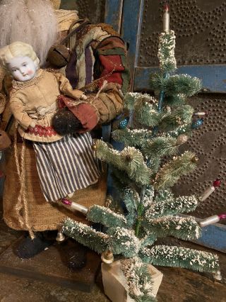 Arnett’s Country Store OOAK Santa/ Early Log Cabin Quilt Coat/Early Doll/ Tree 5