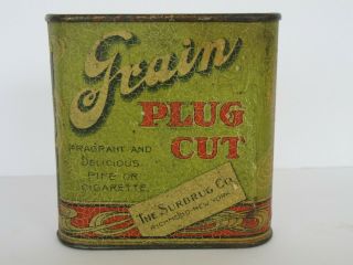 Rare Grain The Surbrug Co.  Cut Plug Tobacco Pocket Tin,  Partial Tax Stamp