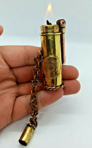 Vintage Petrol Lighter Bullet Sleeve Brass Handmade Steampunk