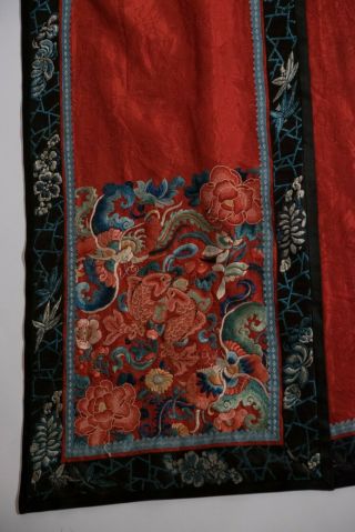 Antique Chinese Qing Dynasty Silk Embroidered Qun Skirt with Koi Fish Panels 5