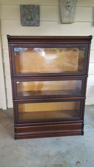 Antique Macey 5 Piece Lawyer Barrister Mahogany Triple Bookcase W/ Metal Accents