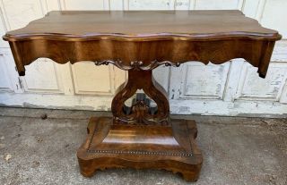 Antique French Carved Burled Walnut Counsel Table - Renaissance Style