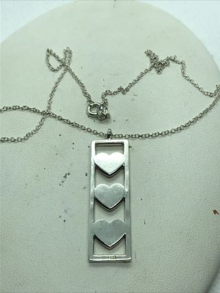 Vintage Sterling Silver Necklace 925 Pendant Heart ❤️ 2