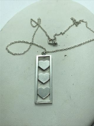 Vintage Sterling Silver Necklace 925 Pendant Heart ❤️ 3