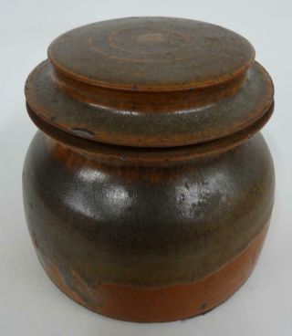 Stoneware Pottery Salt Glazed Pipe Tobacco Jar Humidor Vintage 7 1/4 "