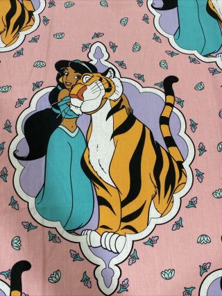 Disney Aladdin Jasmine Rajah 90s Vintage Made In Usa Twin Size Flat Sheet
