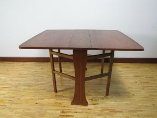 Vintage Mid Century Modern Teak Drop Leaf Dining Table 1970s