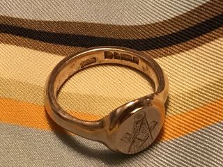 Mens Antique 9ct Rose Gold Masonic Signet Ring Chester Hallmarks 1917