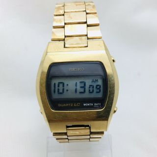 Vintage Seiko Lcd Men’s 12k G F Wrist Watch Quartz Move Japan 0439 - 4009