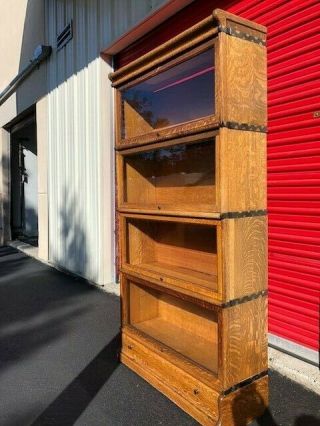 Antique Barrister Bookcase Quartered Oak Golden (4 Sections)