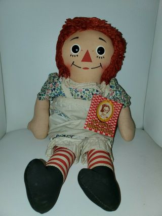 Vintage Knickerbocker 18 " Raggedy Ann Toy Doll - W/ Tag