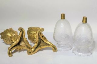 Pair Antique French Gilt Bronze & Baccarat Cut Crystal Vases Figural Mermaids 5