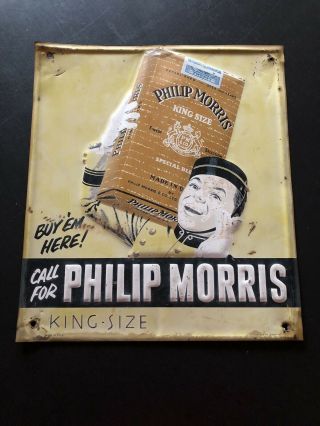 Philip Morris King Size Cigarettes Tin Sign Johnny Call For Bellhop