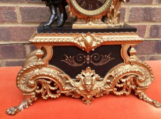 EMPIRE JAPY FRERES FRENCH BRONZE FIGURAL CHIING MANTLE CLOCK STUNNING X LARGE 4