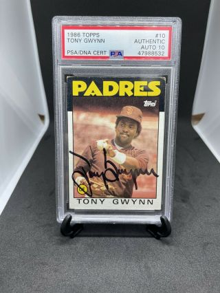 1986 Topps Tony Gwynn Signed Card Psa 10 Auto Rare Hof Perfect Autograph