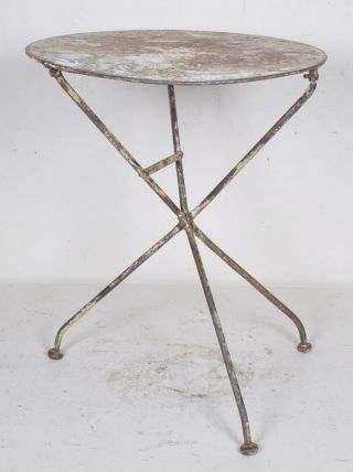 Antique French Round Iron Garden Table With Painted Finish