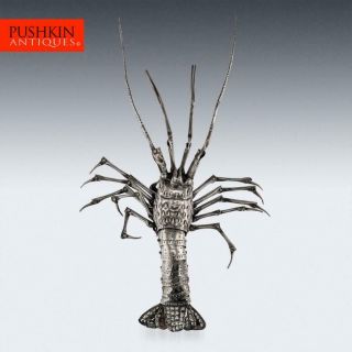 Antique 19thc Japanese Solid Silver Articulated Okimono Crayfish C.  1890