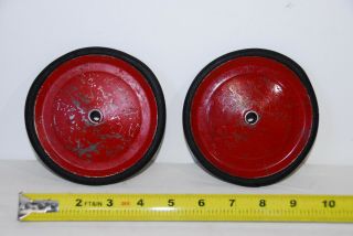 2 Vintage Antique Steel Toy Truck Train Wheels With Rubber Tires Keystone?