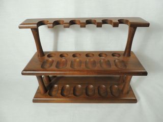Vintage Walnut 2 Tier Pipe Rack Holds 12 Pipes