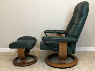 Ekornes Stressless Leather Recliner Chair & Ottoman Medium Size Vintage Norway 6