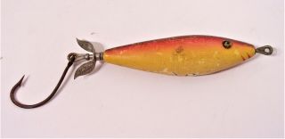 Vintage Heddon Coast Minnow Rainbow 3 1/2 " Dowagiac Fishing Lure Wood Glass Eye