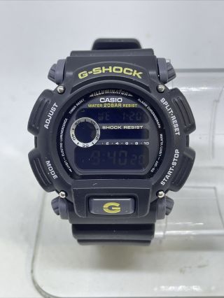 Casio Gshock Men’s Dw9052 Black Yellow Digital Wr20bar Watch 41