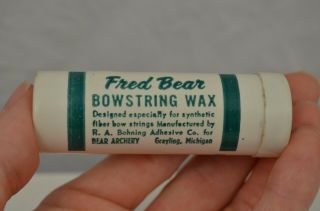 Vintage Fred Bear Bowstring Wax Tube Grayling Michigan Plastic Bohning Kl