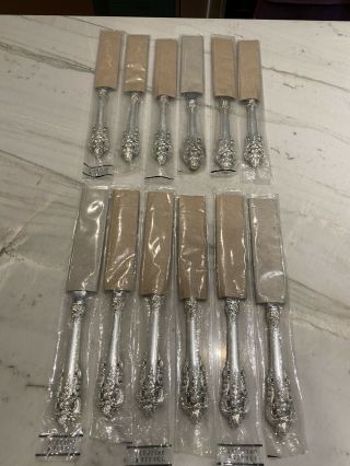 Wallace Grande Baroque Sterling Silver Flatware 12 Knives In Package