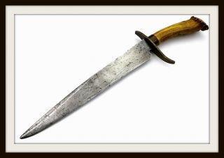 Antique 1840s - 1860s American Confederate " Arkansas Toothpick " Large Bowie Knife