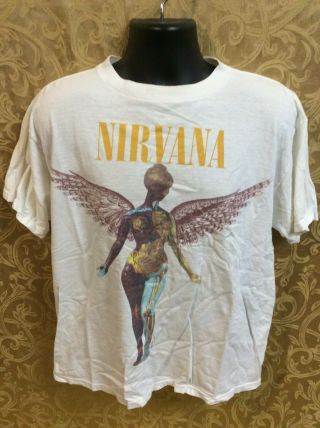 Vintage 1993 Nirvana T Shirt Kurt Cobain Adult Xl Giant In Utero Woman