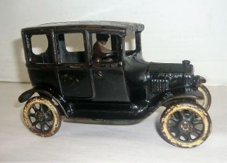 Antique Arcade Cast Iron Ford Model T Sedan Toy Car W/driver