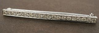 Antique Platinum Elegant 1.  40ctw Vs Diamond Filigree Bar Brooch