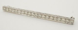 Antique Platinum elegant 1.  40CTW VS diamond filigree bar brooch 2