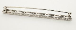 Antique Platinum elegant 1.  40CTW VS diamond filigree bar brooch 4
