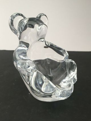 Vintage Art Vannes France Crystal Glass Bear Pipe Holder Paperweight 5 "