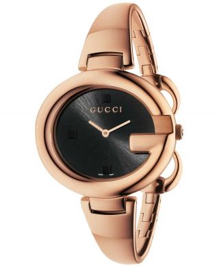 Gucci Guccisima Rose Gold Stainless Steel Bangle Bracelet Ladies Watch Ya134305