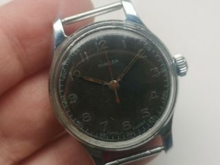 1956 1mchz Very Rare Collectible Ussr Watch Pobeda Hermetic Case Black Serviced