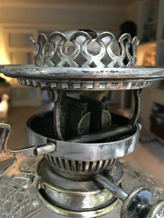antique silver plate oil lamp with hobnail cut font a silver plate Hinks burner 5